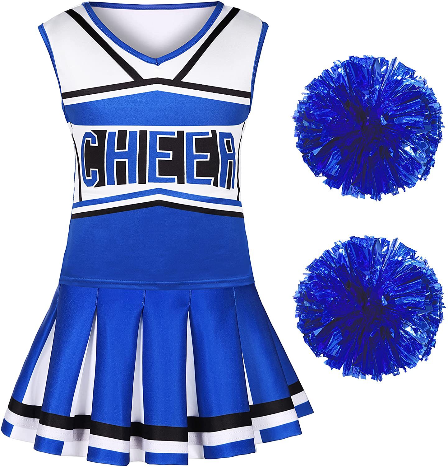 Cheerleading Pom Pom - Blue Cute Cheerleader Outfit Girls Dresses