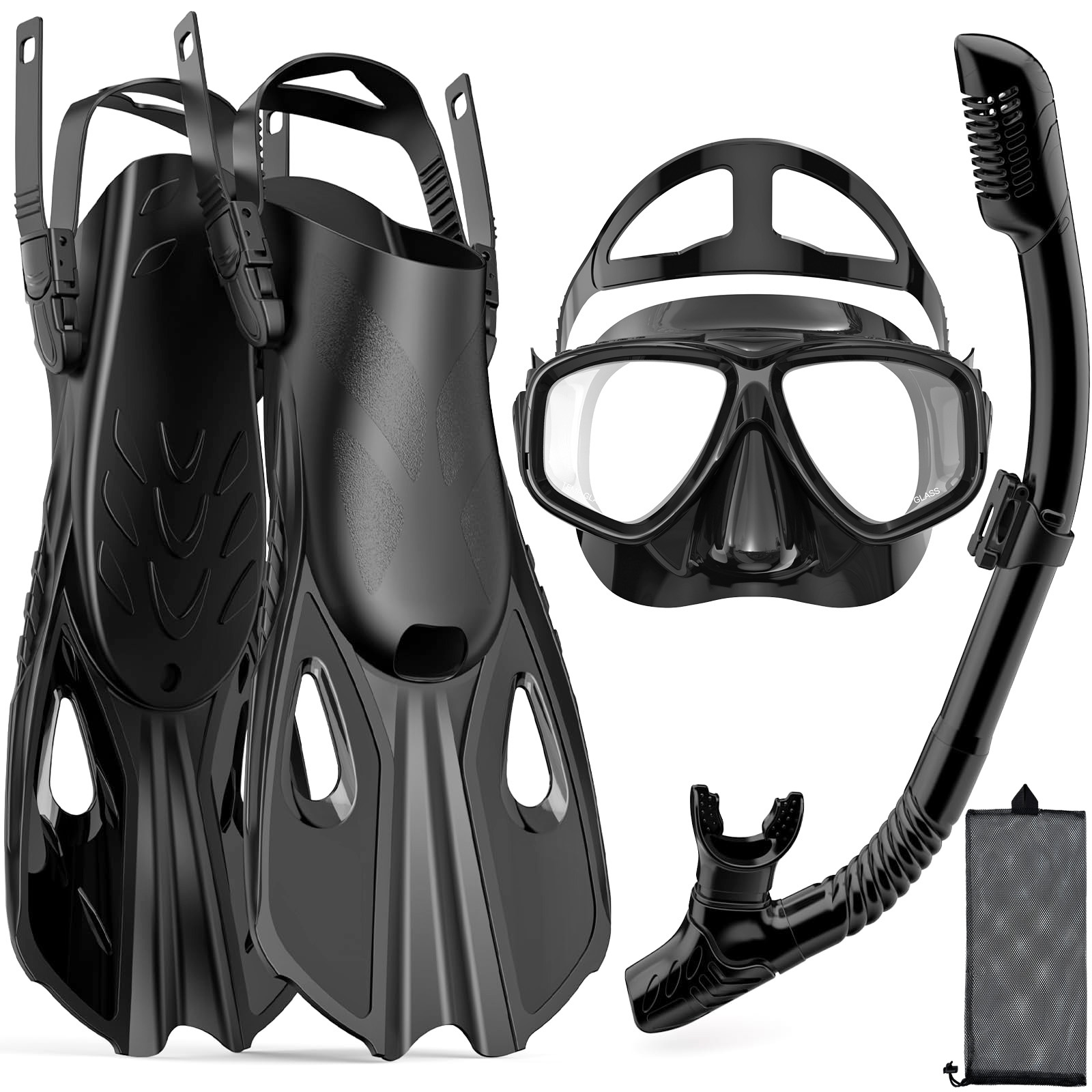 Swim Fin Short Blade - Mask Fins Snorkel Set 4 in