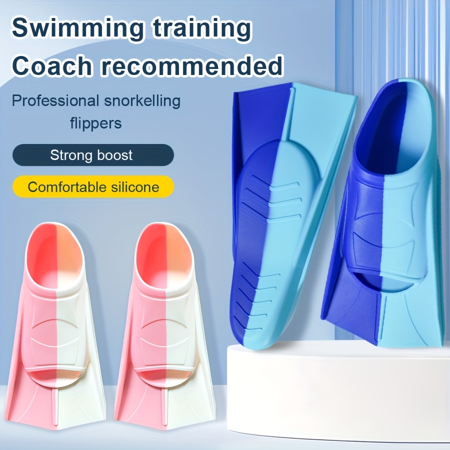 Swim Fin Short Blade - Silicone Swimming Fins Full Foot Pocket