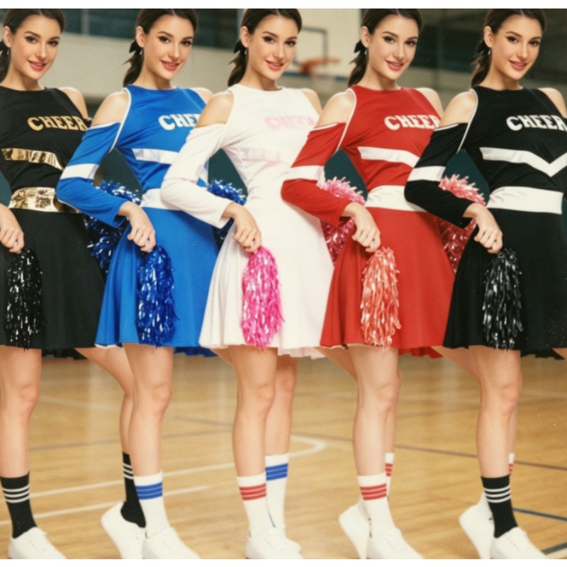 Cheerleading Pom Pom - European American Cheerleader Costume for Women,