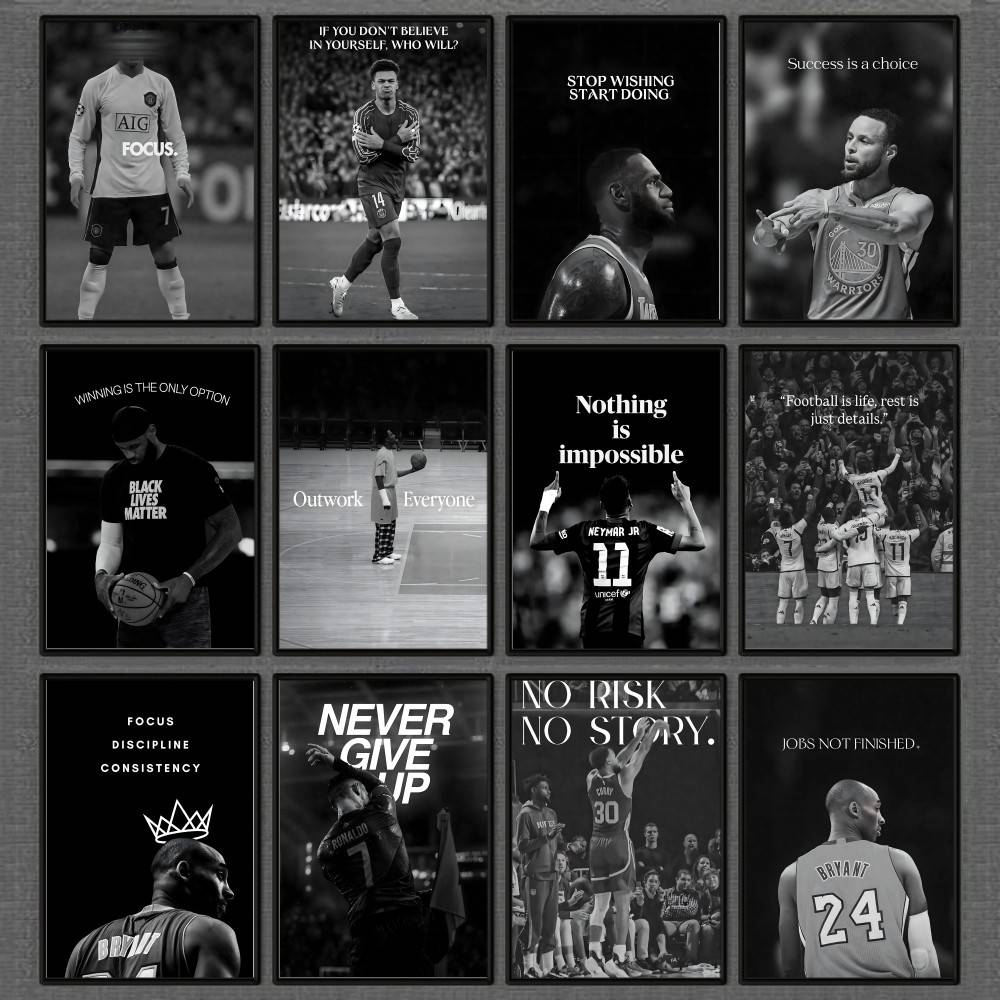 Sports Equipment Poster - Black and White Sports Wall Art