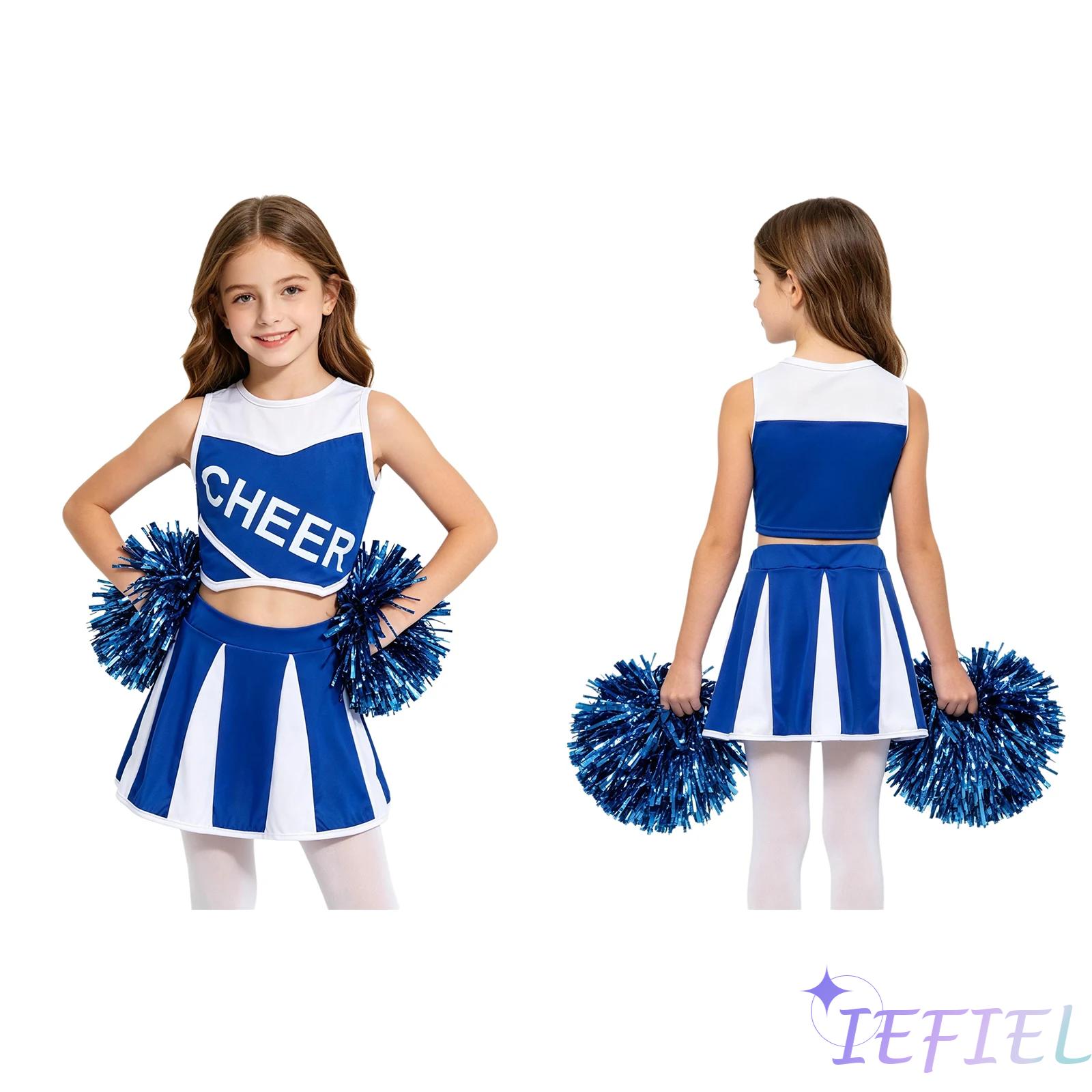 Cheerleading Pom Pom - Kids Girls Cheer Squad Outfit Contrast