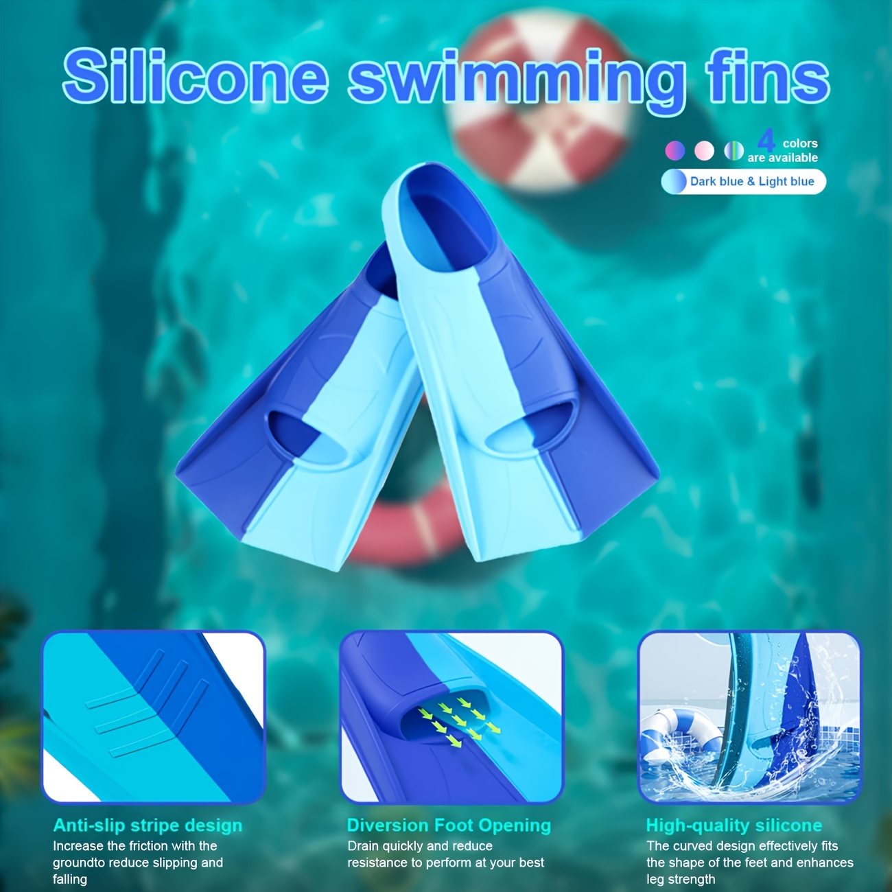 Silicone Swimming Fins Full Fo - огляд і ціна Swim Fin Short Blade
