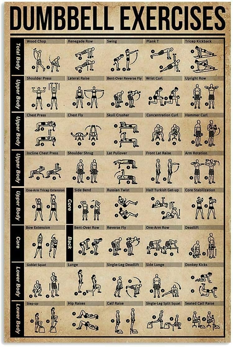 JIUFOTK Dumbbell Exercises Pos - огляд і ціна Sports Equipment Poster