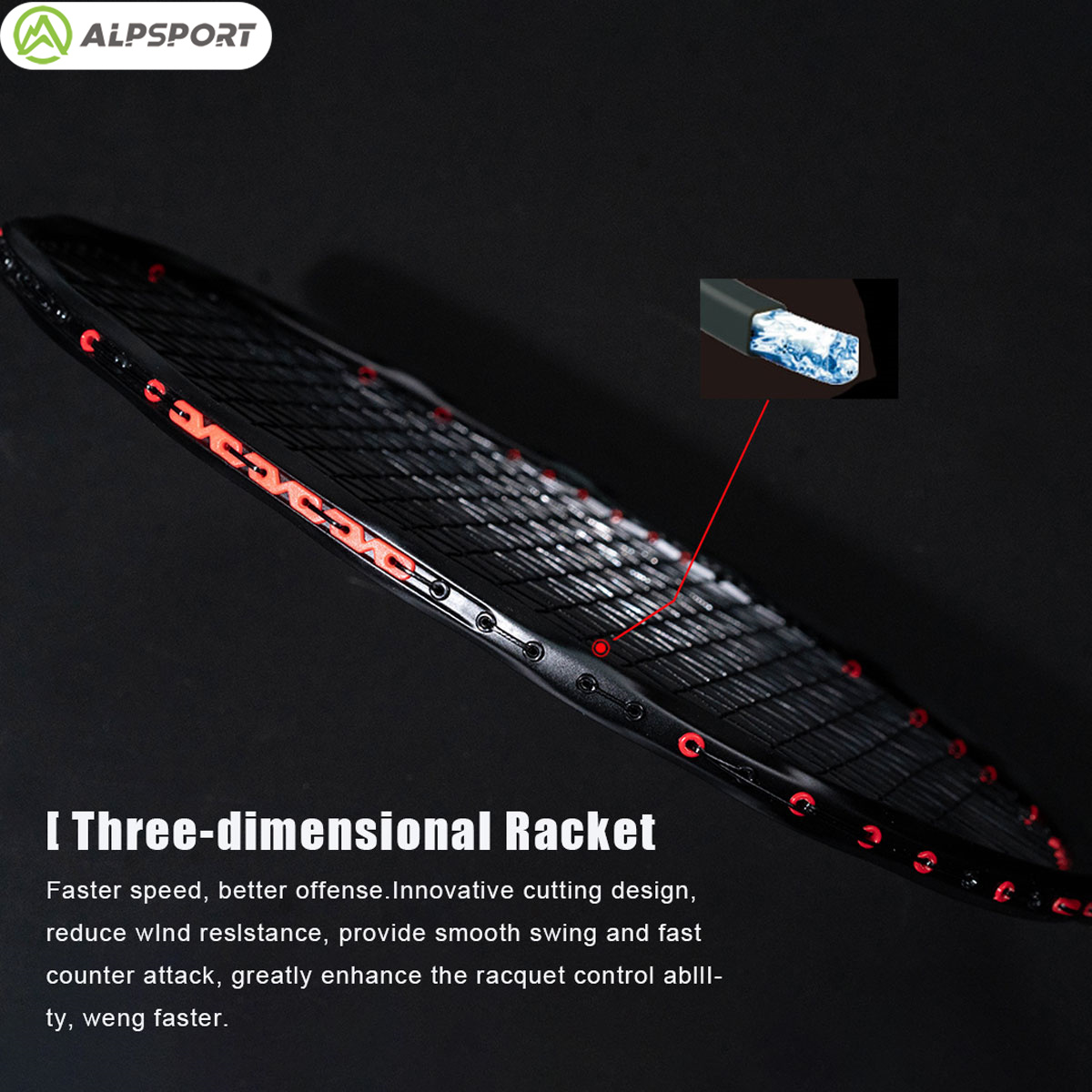 Alpsport MH-V5 5U 75g Wave Leg - огляд і ціна Badminton Racket Carbon